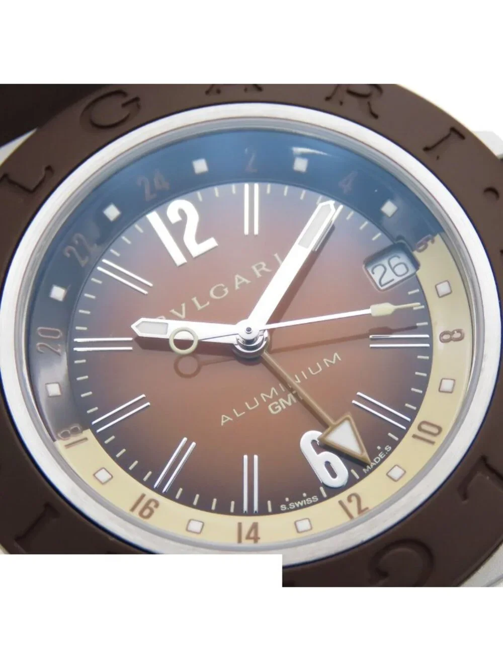 Bvlgari Aluminum Brown Titanium Rubber GMT Fender Watch Automatic